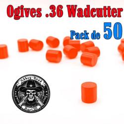 Balle tir réduit 36 ogive orange haute visibilité Wadcutter plastique - Pack de 50 - Bast3D