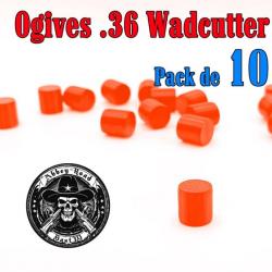 Balle tir réduit 36 ogive orange haute visibilité Wadcutter plastique - Pack de 10 - Bast3D