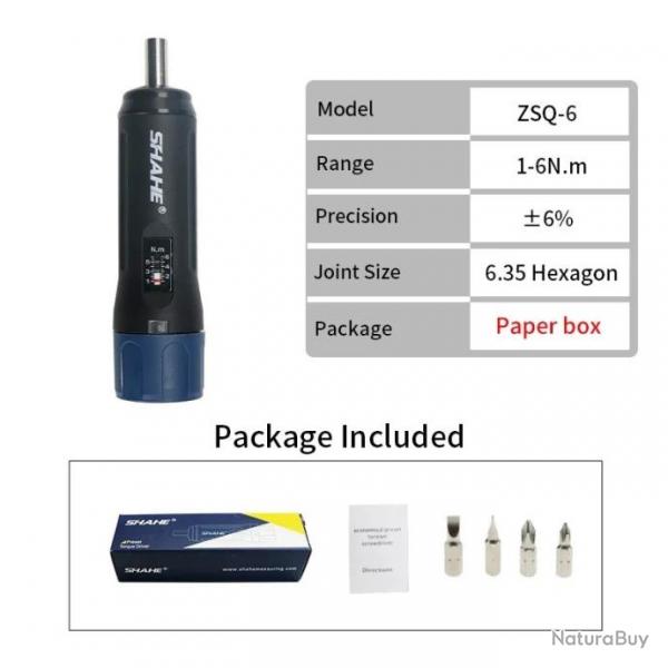 Tournevis dynamomtrique  couple rglable Shahe - Modle 6