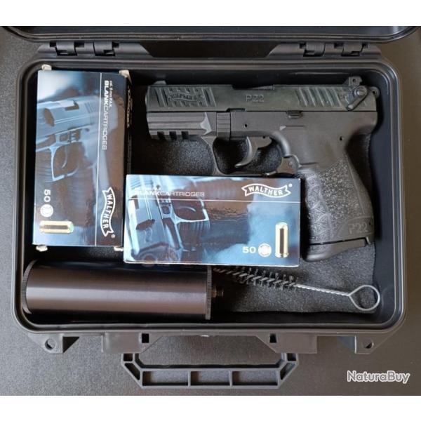 Pistolet Walther P22Q 9mm PAK Silencieux et Munitions + 2 CADEAUX