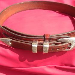 Ceinture Cuir Repoussé Western USA Taille 32''