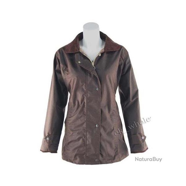 Veste cire antique ajuste pour femme marron