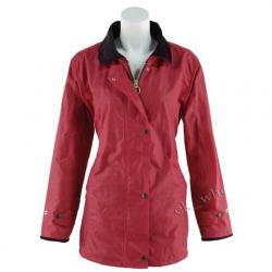 Veste cirée antique ajustée pour femme Rouge