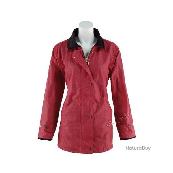 Veste cire antique ajuste pour femme Rouge