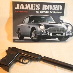 RARE Pistolet de JAMES BOND 007 - cal 7,65 PPK DENIX WALTHER + Silencieux -  EBR24PPK003