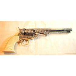 WESTERN - Revolver DENIX Colt Navy 1851 à Crosse gravée aigle barillet bataille navale EBR24RVD003