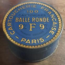 Boite en tole vide "cartoucherie française-paris" 100 cartouche, balle ronde 9f9