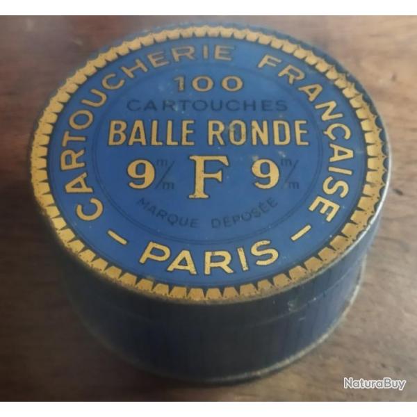 Boite en tole vide "cartoucherie franaise-paris" 100 cartouche, balle ronde 9f9