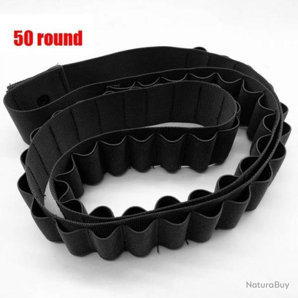 Bandoulire Ceinture Ronde pour Cartouches de Fusil de Chasse Porte Munitions  50 Noir