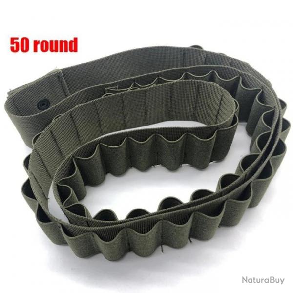 Bandoulire Ceinture Ronde pour Cartouches de Fusil de Chasse Porte Munitions  50 Vert