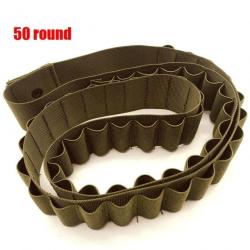 Bandoulière Ceinture Ronde pour Cartouches de Fusil de Chasse Porte Munitions  50 Kaki