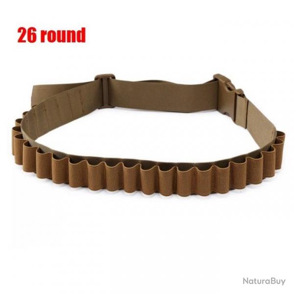 Bandoulire Ceinture Ronde pour Cartouches de Fusil de Chasse Porte Munitions 26  Kaki