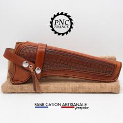 PNC FRANCE - Holster Remington 1858 New Model Army, ou modèle similaire. Estampé Marron Marbré