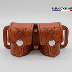 PNC FRANCE - Pochette / Etuis Porte Barillet Double Marron Marbré