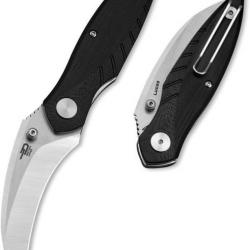 Couteau BESTECH MANTIDAE Black Manche G10 Lame Acier 14C28N Hawkbill IKBS Linerlock Clip BTKG60A -