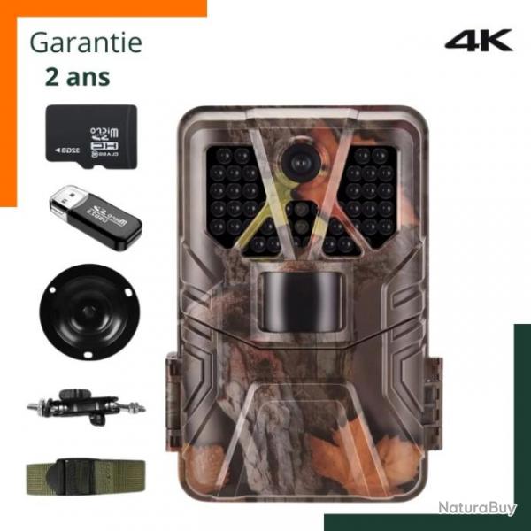 Camra de Chasse 4K UHD 36MP  - 44 LED 940nm - Angle 120 - Carte 32go - Garantie 2 ans