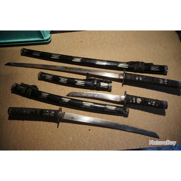 lot de Katanas 3 sabres japonais rpliques dcoration