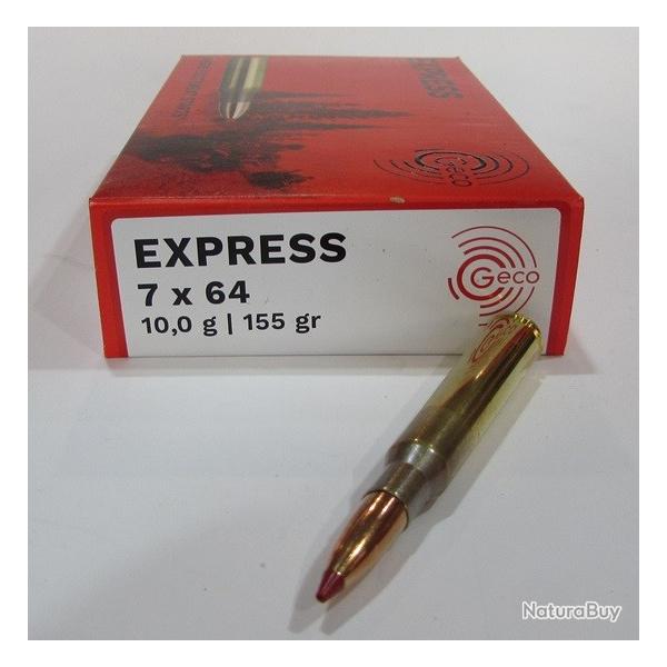 1 boite de 20 cartouches Geco, ogive express 155 grains, calibre 7x64