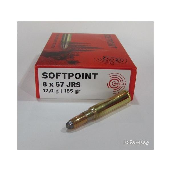 boite 20 cartouches Geco softpoint 185 grains cal 8x57 JRS