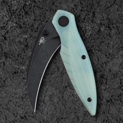 Couteau BESTECH MANTIDAE Jade Manche G10 Lame Acier 14C28N Hawkbill IKBS Linerlock Clip BTKG60C