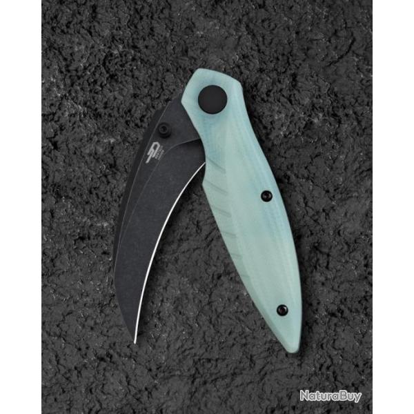 Couteau BESTECH MANTIDAE Jade Manche G10 Lame Acier 14C28N Hawkbill IKBS Linerlock Clip BTKG60C