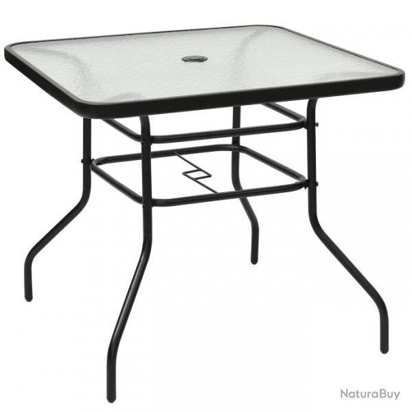 Table de jardin carre en mtal avec plateau en verre 81 x 81 x 71 cm de style moderne pour terrass