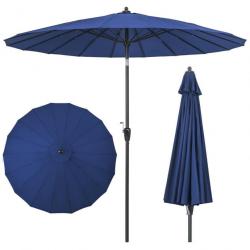 Parasol de terrasse rond de 265 cm parasol avec 18 baleines en fibre de verre inclinaison à bouton-