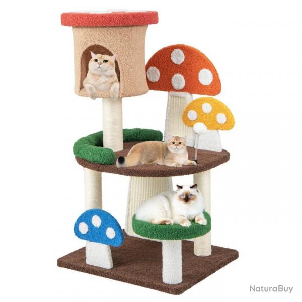 Arbre  chat 102 cm en forme de champignon boule  ressort condo poteau griffoir plateforme de saut