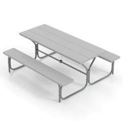 Table et bancs de pique-nique avec cadre métal ensemble de jardin imperméable pour 8 personnes banc