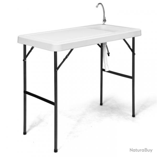 Table de pche pliante avec robinet en acier table camping portable pour nettoyage poisson avec vi