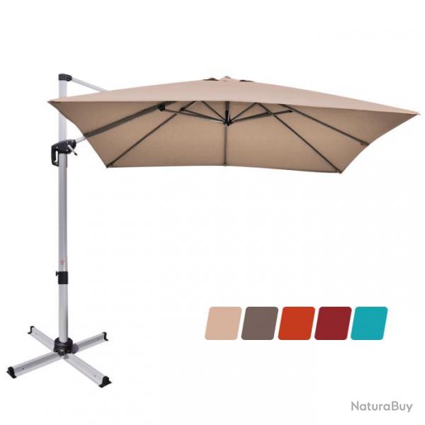 Parasol dport carr 3 m avec base en croix poteau en aluminium rotatif  360 manivelle inclinabl