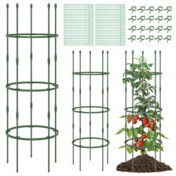 3 treillis obélisque support pour plantes grimpantes en métal réglable avec clips attaches cage et