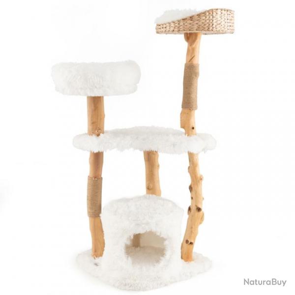 Arbre  chat en bois 124 cm avec perchoir suprieur en quenouilles et condo tour  chat avec coussi