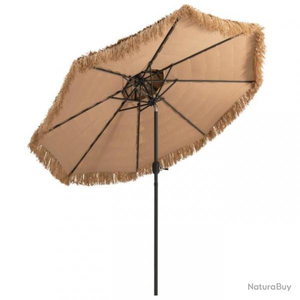 Parasol de plage style hawa 2,7 m double aration avec 8 baleines systme de manivelle manuel incl