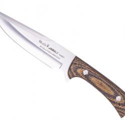 BEL1268 POIGNARD MUELA JABALI MANCHE MICARTA MOUTARDE/MARRON LAME 17CM ACIER + ETUI CUIR NEUF