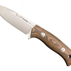 BEL1278 POIGNARD MUELA "TUAREG" LAME 10CM ACIER MANCHE MICARTA MOUTARDE/MARRON + ETUI NEUF