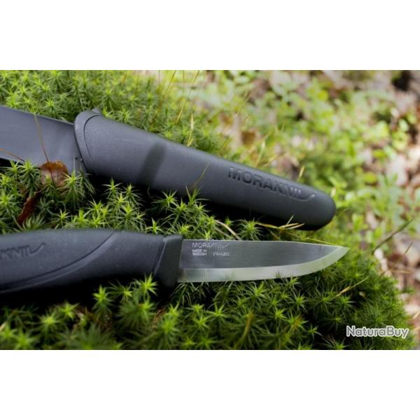 BEL1289 POIGNARD/ DAGUE MORAKNIV COMPANION 3 LAME 10.5CM ACIER MANCHE GOMME + ETUI NOIR NEUF