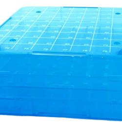 1 boîte en polypropylène 81 places pour stocker des dosettes - Bleu