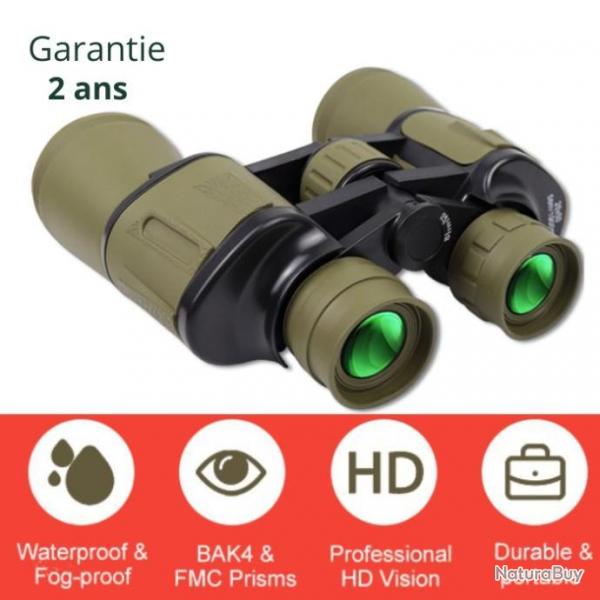 Jumelles 20x50 - Optique FMC et prisme BAK-4 - Vert arme - Garantie 2 ans