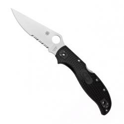 Couteau "Stretch 2 XL" VG-10 / nylon-fibre de verre noir, Tranchant partiellement dentelé [Spyderco]