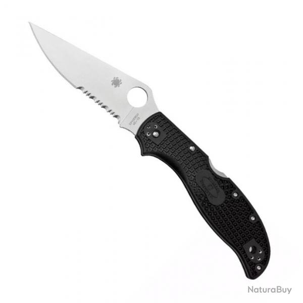 Couteau "Stretch 2 XL" VG-10 / nylon-fibre de verre noir, Tranchant partiellement dentel [Spyderco]