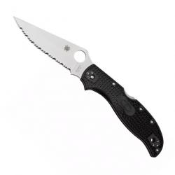 Couteau "Stretch 2 XL" VG-10 / nylon-fibre de verre noir, Tranchant dentelé [Spyderco]