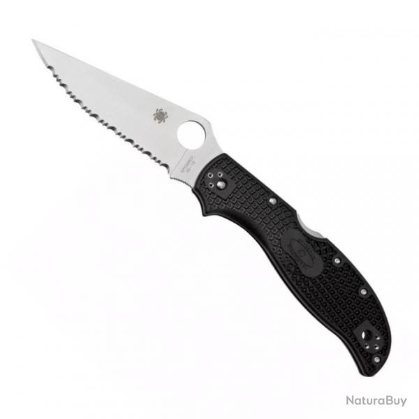 Couteau "Stretch 2 XL" VG-10 / nylon-fibre de verre noir, Tranchant dentel [Spyderco]