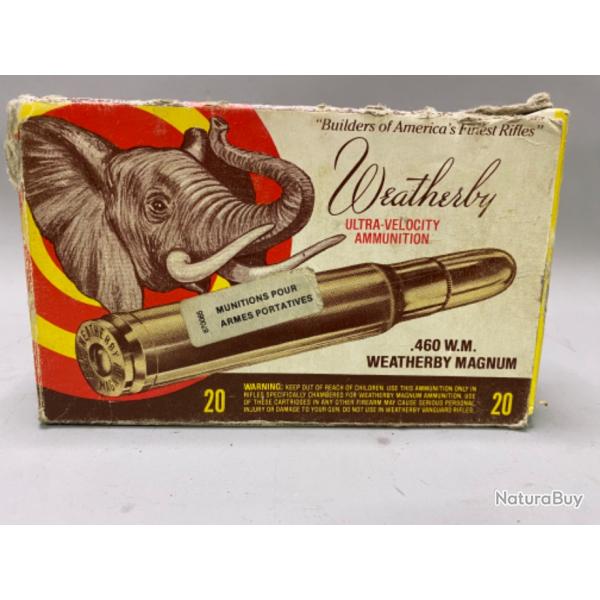 20 munitions Weatherby Cal. 460 W Mag Ultra-Velocity