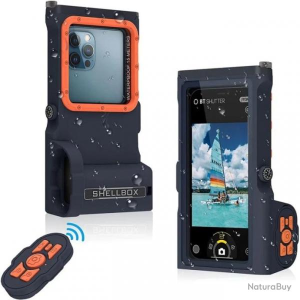 Pochette tanche Smartphone 7 avec Tlcommande Bluetooth 3e Gnration Noir/Orange