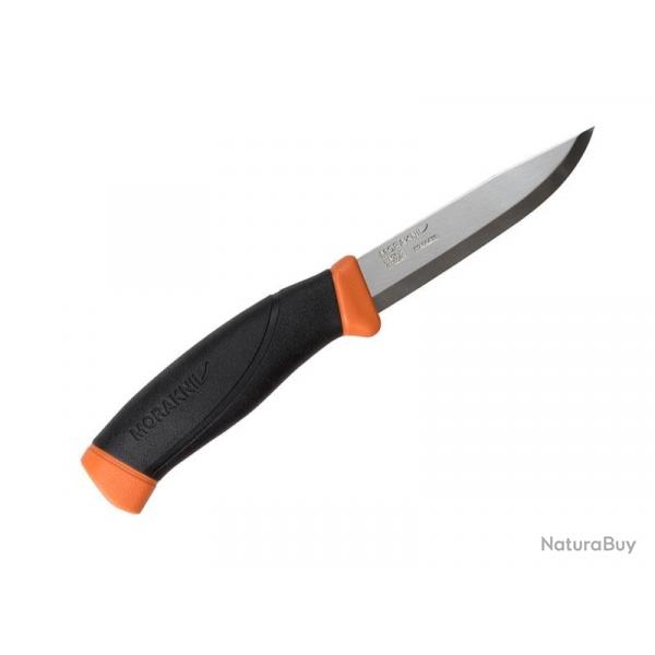 BEL1292 DAGUE / POIGNARD MORAKNIV COMPANION LAME 10,5CM MANCHE GOMME NOIRE ETUI RIGIDE ORANGE NEUF