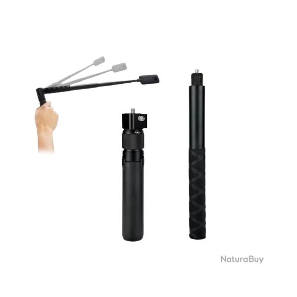 Trpied Selfie Stick pour Insta360 Bullet Time Bundle  Extensible jusqu' 120 cm - Noir