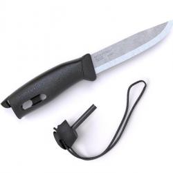 BEL1300 POIGNARD MORAKNIV COMPANION SPARK LAME 10,5CM INOX + ALLUME FEU+CORDON ETUI RIGIDE NOIR NEUF