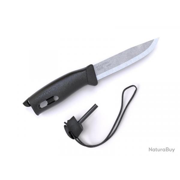 BEL1300 POIGNARD MORAKNIV COMPANION SPARK LAME 10,5CM INOX + ALLUME FEU+CORDON ETUI RIGIDE NOIR NEUF