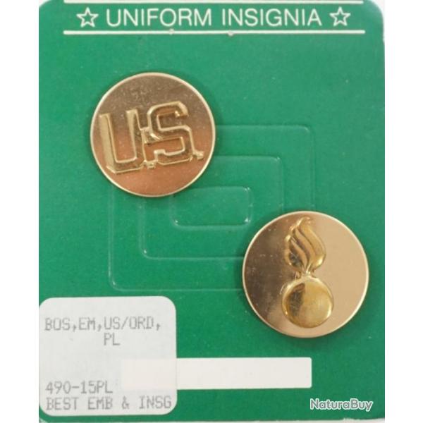 Jeu d' insignes pour uniforme de l'US Army US / Ordnance (ref2)